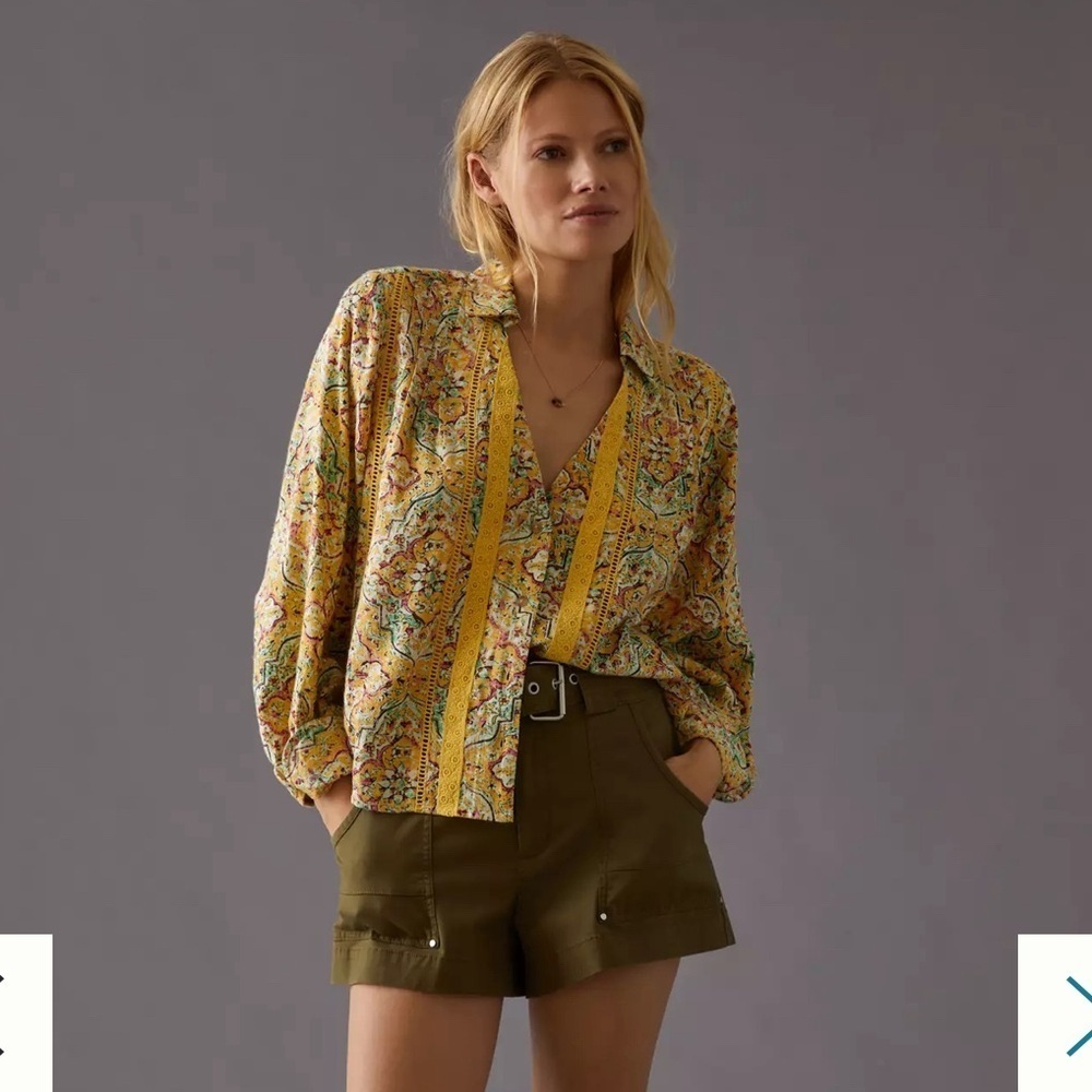 Anthropology Pilcro Pintuck Peasant Blouse, Size XS - Picture 2 of 13